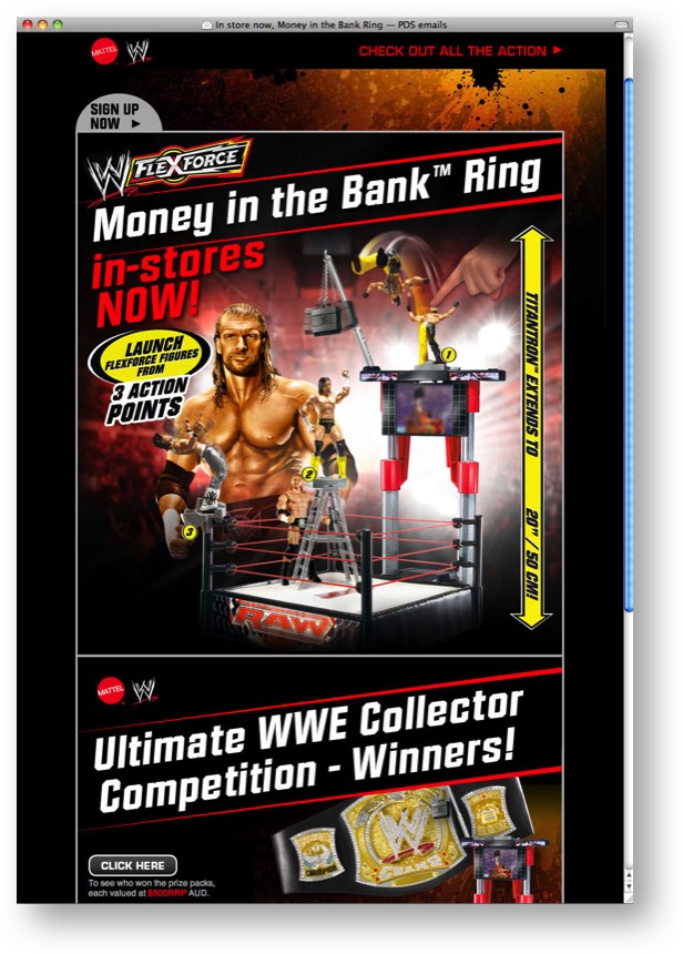 Product launch email marketing for WWE and Mattel Australia by Product Design Studio