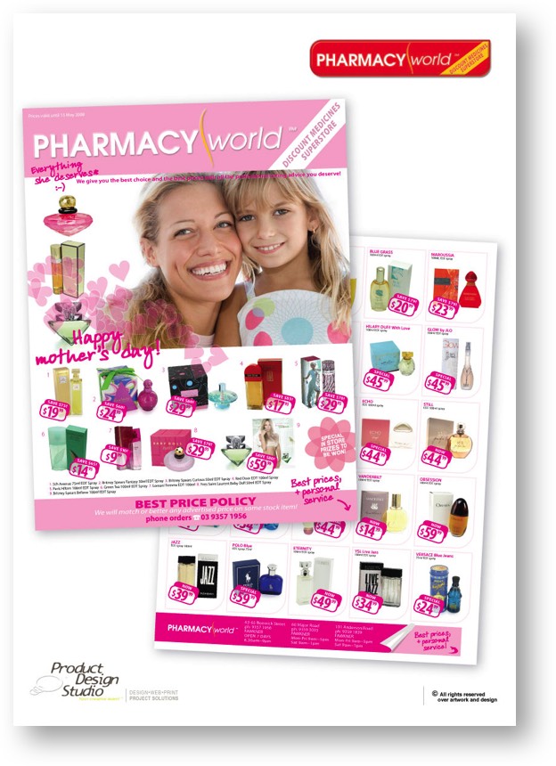 beautiful graphics for pharmacy catalogue design by Product Design Studio