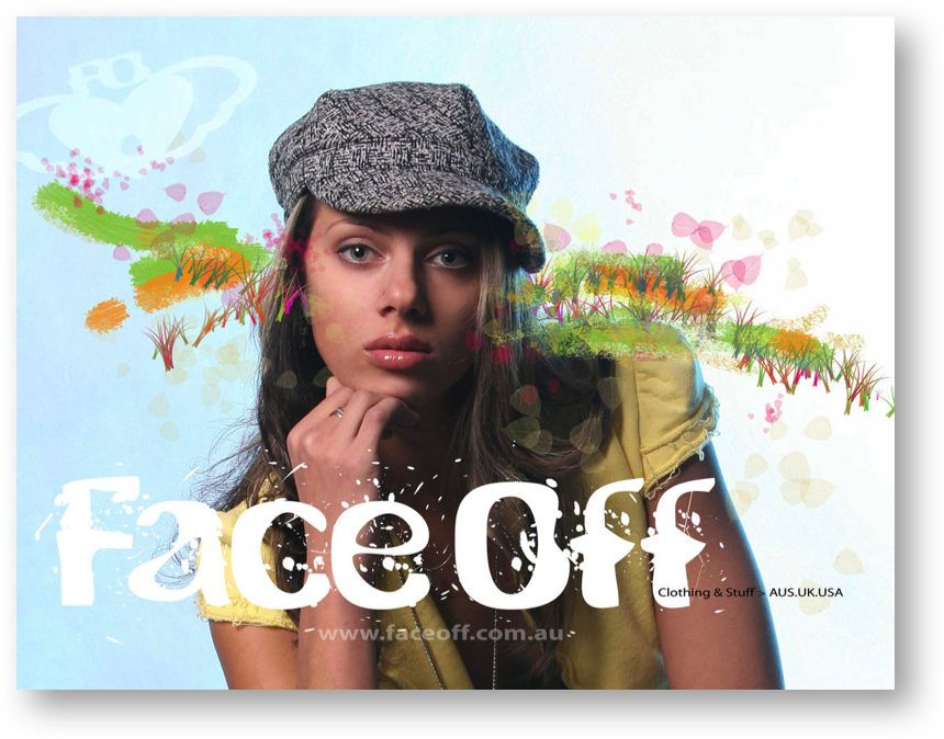 Face Off clothing label poster art by Product Design Studio